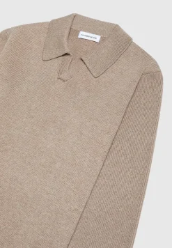 Wool Blend Knit Revere Long Sleeve Jumper