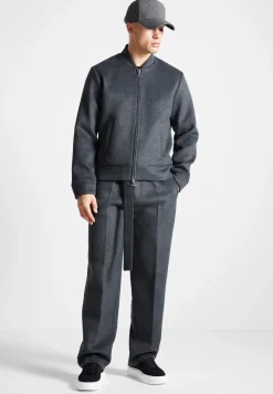 Wool Blend Marl Belted Trousers