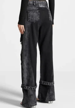 Zip Detail Denim Cargo Pants