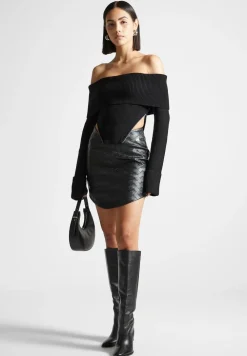 Zip Detail Knit Bandeau Top