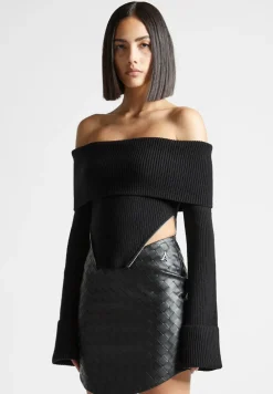 Zip Detail Knit Bandeau Top