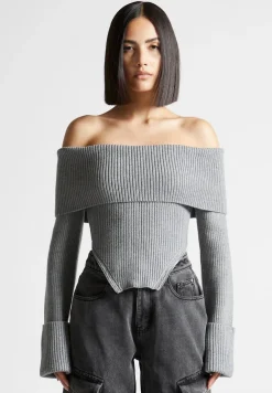 Zip Detail Knit Bandeau Top